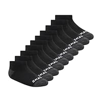 Skechers Boys' 10 Pack No Show Socks, Black, 7-8.5