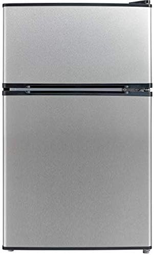 2 Door Stainless Steel Look Compact Refrigerator