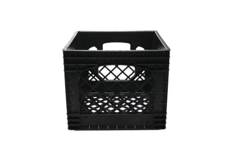 AYOYZ 16QT Heavy-Duty Plastic Square Milk Crate Adult, Child, Teen,Black