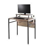 Iris Ohyama, Bureau Informatique/Table de Bureau, Meuble de Bureau & Rehausseur d'écran, Solide, Industriel, Moderne, Bureau,Chambre,Salon - CDS-800M - Brun cendré