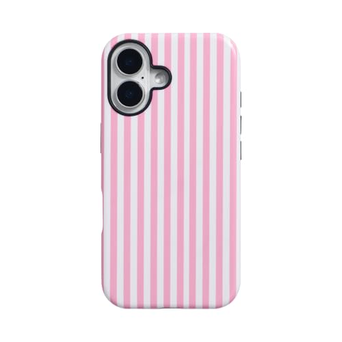 Coque iPhone 16 esthétique rose à rayures pour votre look