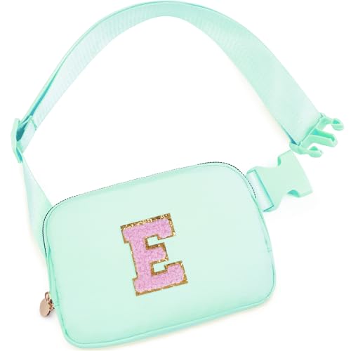 Uygafly Gifts for Girls Kids,Initial Fanny Pack Crossbody Purse Green,E