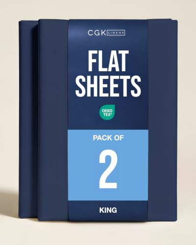 King Flat Sheet - Single Top Flat Sheet Only - Soft & Cooling - Navy Blue