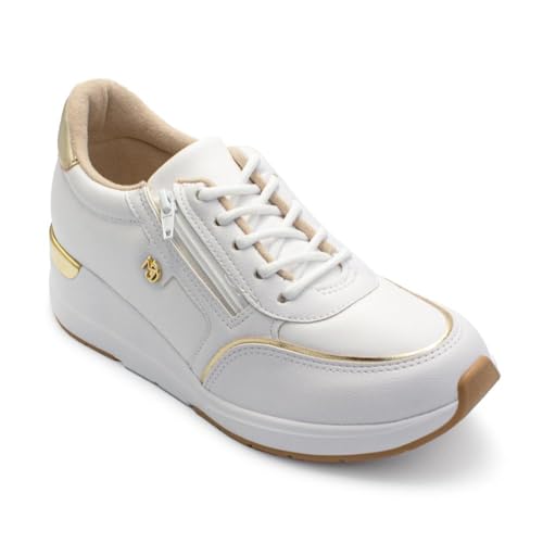 Tênis Modare Feminino Napa/metalizado Salto Anabela Conforto Branco/dourado 7394.103.27897.17165 36
