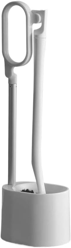 Toilet Brush & Holder White Portable Toilet Brush Holder Set Hemispherical Brush Head Toilet Brush Breathable Base Floor Standing Toilet Brush Toilet Bowl Brush Holder Set