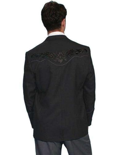 Scully Men's Floral Embroidered Western Jacket Big and Tall - P-733X-BLK 50 R US Black2