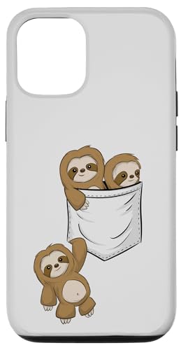 バッグの中で遊んでいるかわいいカワイイ赤ちゃんナマケモノ スマホケース iPhone 12/12 Pro 用