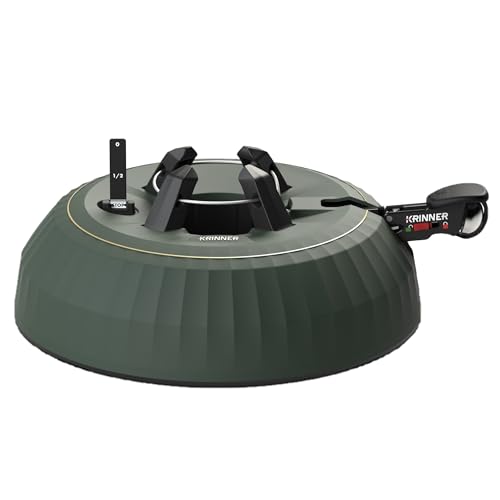 Krinner Christmas Tree X-7 Deluxe - Green Tree Stand - Original Single Cable Operation, Holds up to 7 ft Live Trees - Foot Pedal Setup & Water Reservoir with Level Indicator - German Made