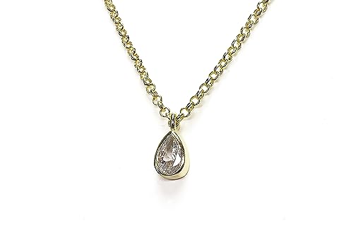Pendentif en Or 14k Vermeil de Haute Qualité avec CZ Pear Scintillant pour Collier Chic