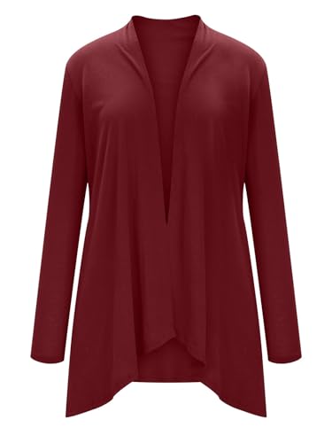 Image of Women's Drape Front Open Cardigan Casual Lightweight Long Sleeve Cardigans Flowy Tops with Pockets