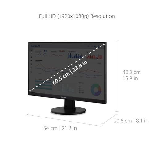 ViewSonic VA2447-MHU 24 Full HD USB-C Monitor - Ultra-Thin Bezel, FreeSync, 100Hz, Eye Care, HDMI & VGA for Home and Office