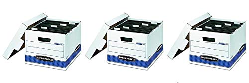 Bankers Box HANG'N'STOR Medium-Duty Storage Boxes, FastFold, Lift-Off Lid, Letter/Legal, (00785) (3 X Pack of 4)