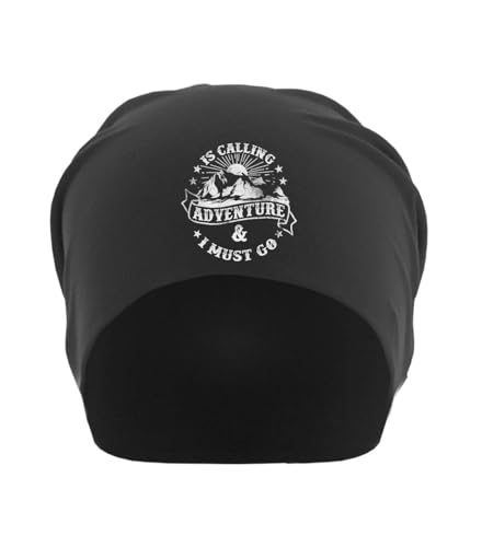 Bonnet souple unisexe noir en coton fin au motif Mountain Sunrise et taille unique