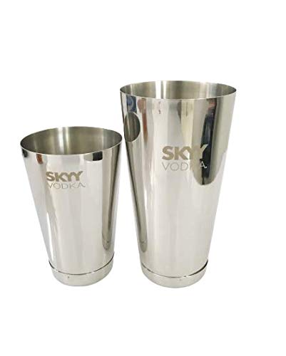 NJ Stainless Steel Boston Shaker, Bar Shaker, Professional Bartender Cocktail Shaker Set : 540 ml & 840 ml Tins are Dual Weighted Bases, Perfect for Beginner in Bartending Skyy Vodka : 2 Pcs Set