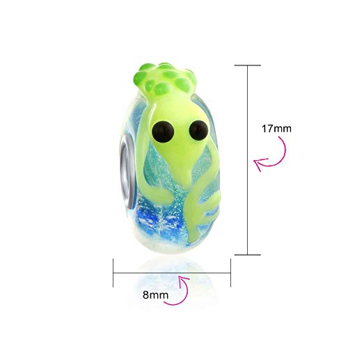 Lime Green Lizard Gecko Lamp Work Murano Glass .925 Sterling Silver Core Spacer Bead Fit European Charm Bracelet For Women #TOP2