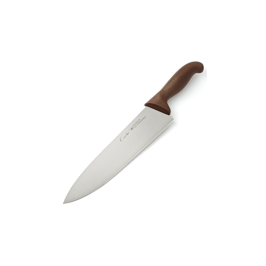 CURTA-10-inch-Commercial-Grade-Chefs-Knife-NSF-Listed-Ergonomic-Non-slip-Brown-Handle-High-Carbon-420-Stainless-Steel-Forged-Blade-Straight-Edge-Dishwasher-Safe-Rust-Proof CURTA 10-inch Commercial-Grade Chef's Knife, NSF Listed, Ergonomic, Non-slip Brown Handle, High Carbon 420 Stainless Steel Forged Blade Straight Edge, Dishwasher Safe, Rust Proof