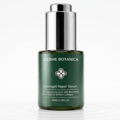 Official Derme Botanica Overnight Repair SerumDerma Botanica Overnight Serum Luxurious Night Facial Serum with Peptide Complex 1.76Fl Oz