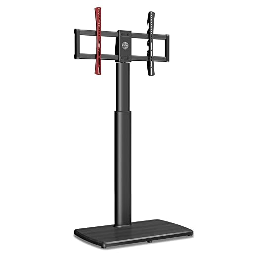 FITUEYES TV-stativ högt golv TV-stativ för upp till 65 tum TV svängbar konsol TV-monteringsstativ med träbas enkel montering rymmer 40 kg