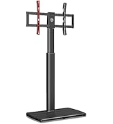 FITUEYES Support TV Pied avec Piédestal en Bois pour Ecran de 32 à 65 Pouces Plat ou Incurvé, Hau...