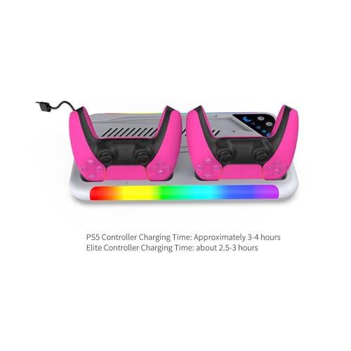 Image of PSS PS5 Slim Stand with Cooling Fan Station and Dual Controller Charging Station for PS5 /PS5 Slim Console Disc /Digital