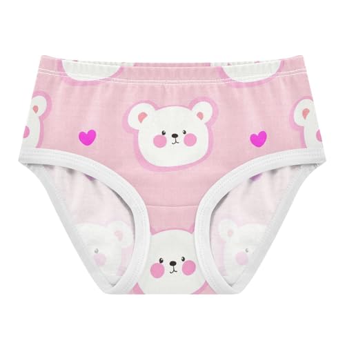 Cute White Bear Faces Pink Toddler Underwear Custom 2t Cotton Panties for Girl Artistic Underpants Briefs - Main Image