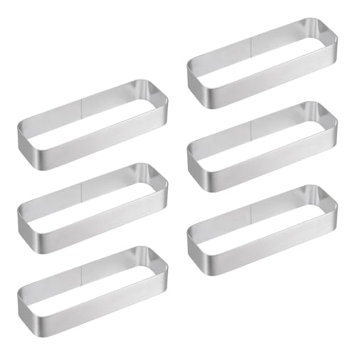 QUARKZMAN 6 Pz Anelli per Dolci Quadrati 4.7 X 1.7 Stampo per Dolci in Acciaio Inossidabile Anelli per Pasticceria Antiaderenti per Modellare Torte Dessert Mousse Pasticcini, Argento