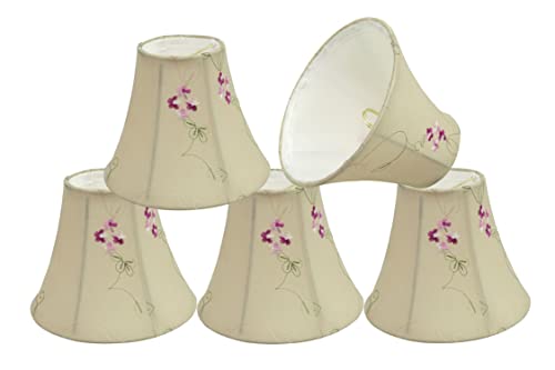 Image of Aspen Creative 30055-5A, Bell Clip-On Chandelier Lamp Shade, Apricot, 3 inch Top x 6 inch Bottom x 5 inch Slant Height, Set of 5