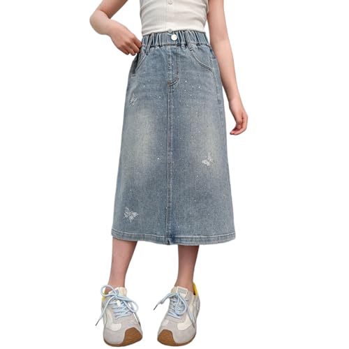 Jupe fille en jean bleu de 8 à 12 ans pour tenue d'été casual