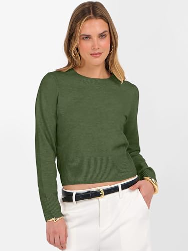 Image of ANRABESS Women's Long Sleeve Sweaters Cropped Crew Neck | Business Casual Tops,Light Weight Comfy Knit,Pullover ShortSweater,Basic Classic,Fall Fashion Winter Layer Clothes