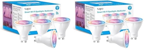 Tapo Ampoule Connectée WiFi, Ampoule LED GU10 Multicolore 2200K-6500K, Dimmable 350 Lumens, 3.7W équivalent à 50W, Compatible avec Alexa et Google Home, Economie d'énergie, L630(4-pack) (Lot de 2)
