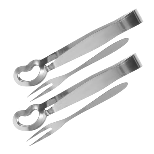 BEBEMOKO 4pezzi Pinze e Forchette Per Lumache in Acciaio Resistente Utensili Per Servire Molluschi e Crostacei Per Uso Casalingo e Ristorante