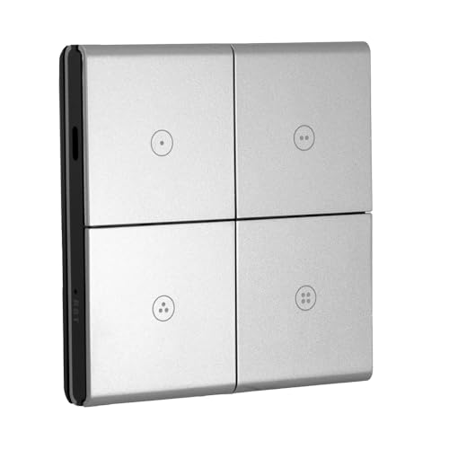 Candeo 4 button Wireless Scene Switch remote control, requires Tuya Zigbee Hub, interchangeable button tiles, USB rechargeable