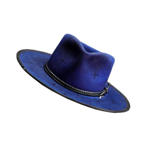 Top Hat, Wool Hat with Blue Belt Decoration Comfortable Felted Hats Youth Fashion Hats for Both Men and Women3