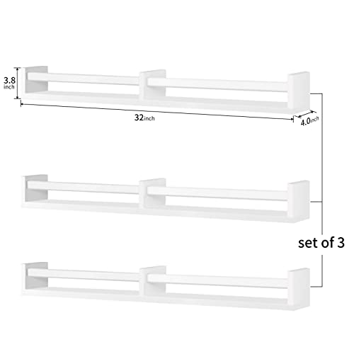 Birola Nursery Book Shelves 32 Inches Set Of 3,Wall Bookshelves For Kids,Nursery Shelves For Bookshelf Wall,Book Shelf Organizer For Kids(White) #TOP2