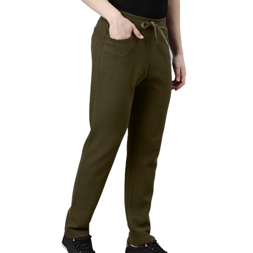 Image of F A S O Men's Cotton Track Pants - Casual Fit, Ottoman Fabric, Denim Pocket, Invisible Back Pocket, Adjustable Drawcord Waist - Gym, Workout, All-Day Comfort Lounge Joggers