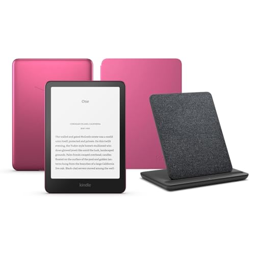 Image of Kindle Paperwhite Signature Edition (2024 Release) 32 GB without ads, an Amazon Plant based Cover and a Made for Amazon Wireless Charging Dock