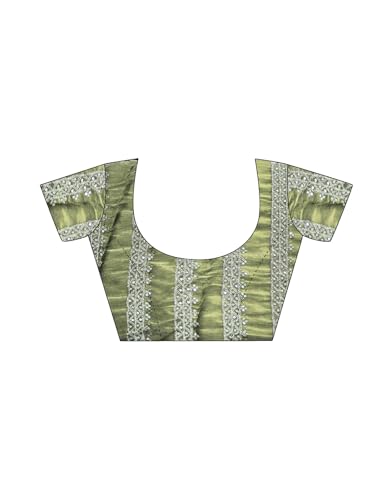 Image of Satrani Women's Shimmer Chiffon Sequins Embroidery Saree with Unstitched Blouse Piece