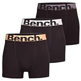 Bench 3 Pack Mens Designer Black Boxers Underwear Under pants Trunks Gift Box Black Metallic XXL