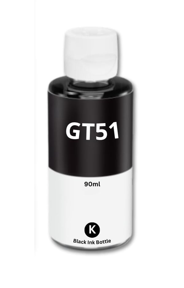 Image of ASV GT51 Refill Ink Bottle Compatible for Ink Tank Printers 115, 310, 315, 319, 410, 415, 416, 419, 455, 500, 515, 530, 615, GT 5810, GT 5811, GT 5820 (Black 90ml - 1 pcs)