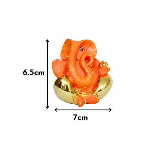 Image of Gold Plated Kripalu Ganesha |Ganpati Idol for Car Dashboard, Office Desk & Home Temple| Prosperity & Protection| Height 2.5 Inch