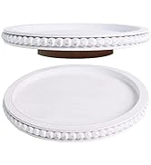 HPC Decor 12 Inch Beaded Lazy Susan- Wooden Lazy Susan Organizer- Farmhouse Table Decor- Round La...