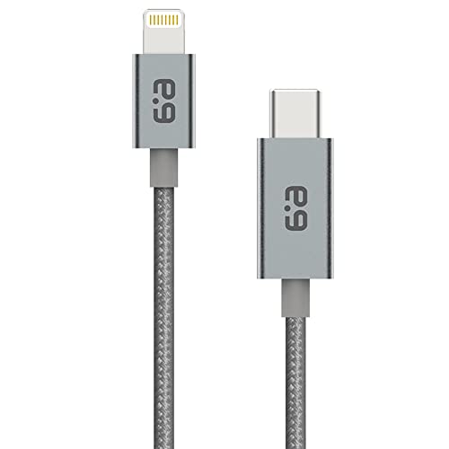 PureGear Braided USB C to Lightning Cable Apple MFi Certified Charging Data Sync Cable Support Power Delivery & Type C Chargers for iPhone 14 14 Pro 13 13 Pro 13 Pro Max 12 11 SE iPad Gray-10 FT