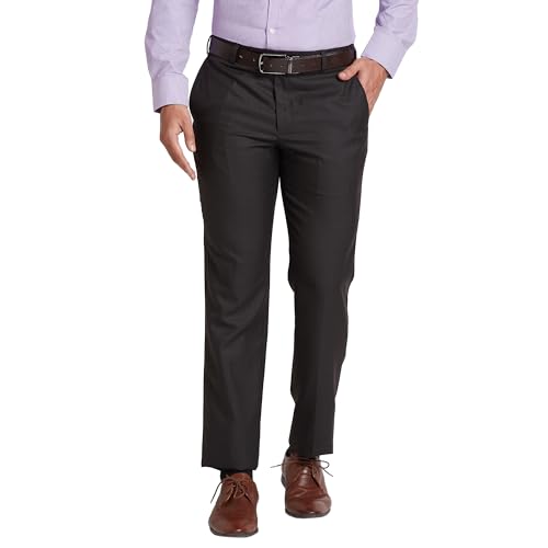 Image of Park Avenue Smart Fit Polyester Blend Checks Pattern Flat Front Formal Trouser