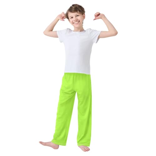 Boccsty Boys Green Lime Yellow Track Pants Toddler Casual Athletic Sweatpants Kids 6-8 Years S2