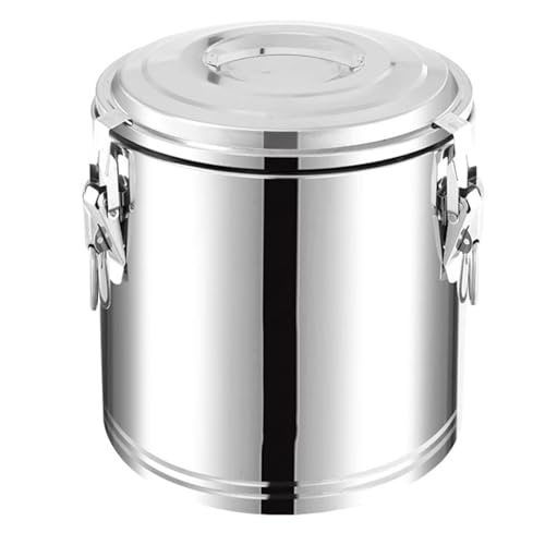 Barril de Acero Inoxidable con Aislamiento. Dispensador de Bebidas Aislante. Cubo de Acero Inoxidable para té con Leche, Ideal para hoteles, restaurantes y Fiestas (Plateado, 40 l).