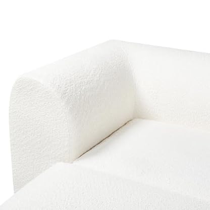 [en.casa] Modular Sofa 3-Sitzer Hurvas mit Longchair Wohnzimmer Couch Bouclé Polstersofa 2 x Eckelement mit Armlehne 1 x Mittelelement 1 x Hocker Relaxsofa 76 x 313 x 181 cm Cremeweiß – Bild 8