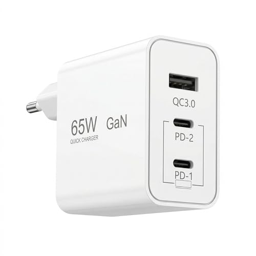 USB C Ladegerät PD 65W USB C Netzteil GaN Schnellladegerät Multi Charging Station Adapter Desktop-Lader für MacBook Pro/Air iPhone iPad Pro Samsung Laptop