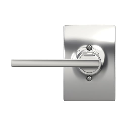 Image of SCHLAGE Latitude Non-Turning Dummy Door Handle, Reversible, Bright Chrome | Non-turning dummy lever door handle with no latch or lock, Decorative pull, One sided, Easy to install, Certified durability