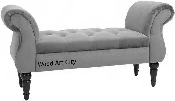 Image of Modern & Luxury 2 Seater Chesterfield and Comfortable Couch Type Hand Tufted Sofa Fabric & Velvet for Home & Living Room & Office & Guest Room Restaurant, Farm House. (Grey)