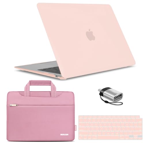IBENZER Compatible with New MacBook Air 13 inch Case 2022 2021 2020 M1 A2337 A2179 A1932, Hard Shell Case & Sleeve & Keyboard Cover & Type C for Mac Air 13 with Touch ID, Sakura Pink, MAT13-SKPK+3